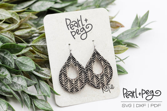 Plump Drop Hoop Retro Laser Engraved Earrings Digital Download