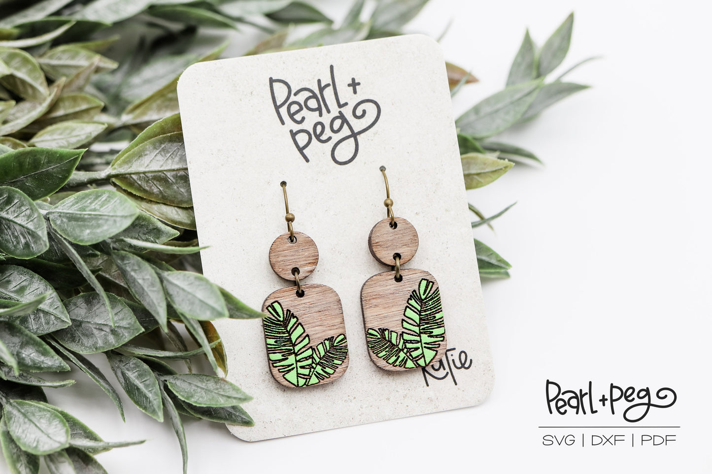 Monstera Tropical Plant 2 Part Laser Engraved Earrings Digital Download