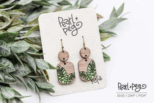 Monstera Tropical Plant 2 Part Laser Engraved Earrings Digital Download