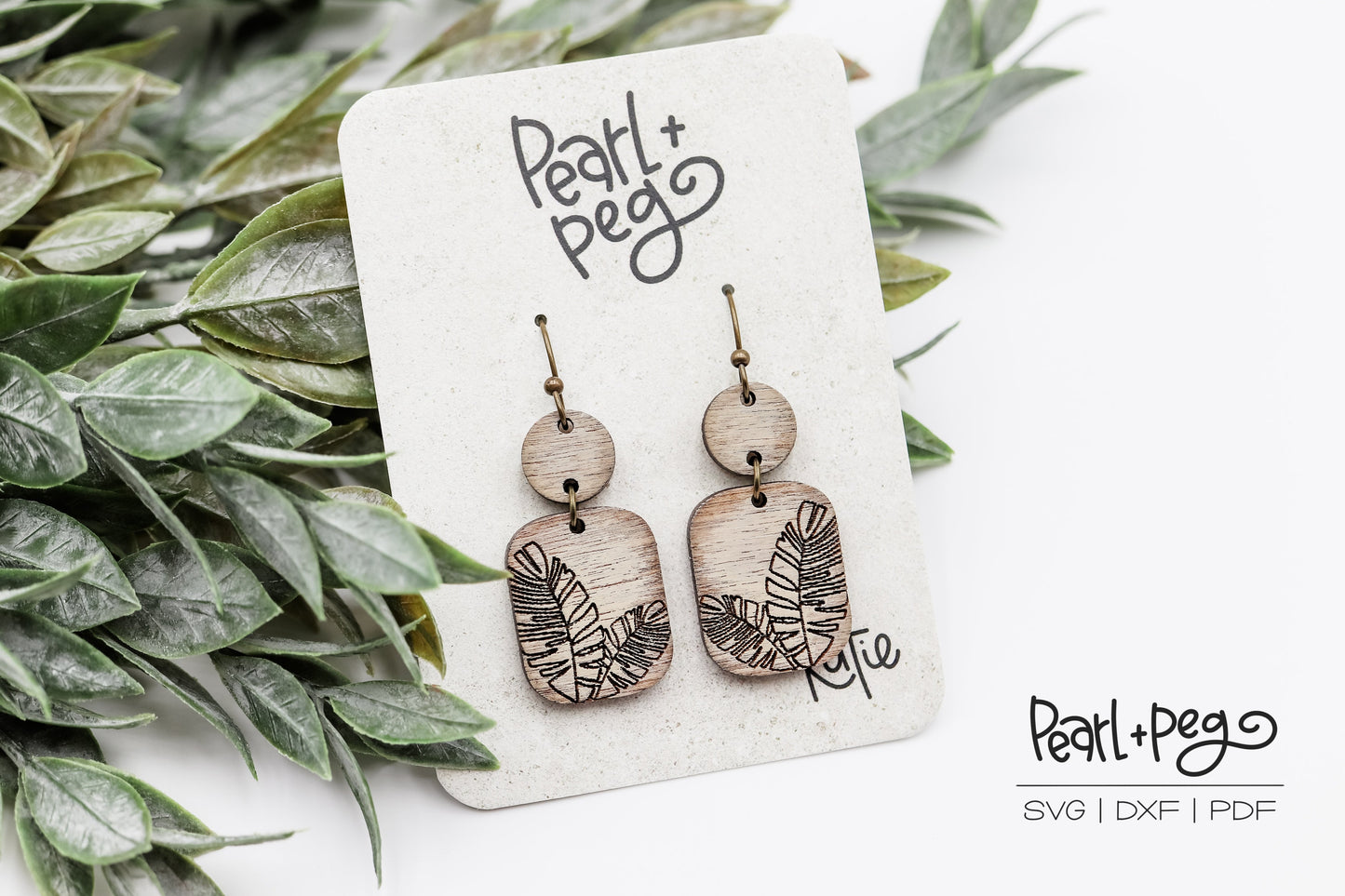 Monstera Tropical Plant 2 Part Laser Engraved Earrings Digital Download