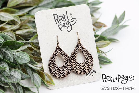 Plump Drop Hoop Retro Laser Engraved Earrings Digital Download