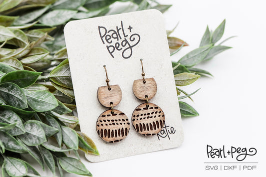 Dashed Aztec 2 Part Laser Engraved Earrings Digital Download File SVG