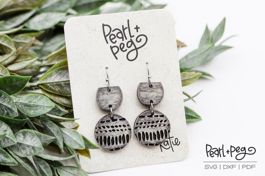 Dashed Aztec 2 Part Laser Engraved Earrings Digital Download File SVG