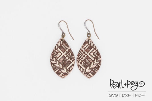 Aztec Grunge Laser Engraved Earrings Digital Download